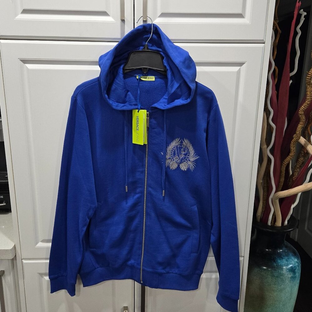 Versace Jeans Logo-Embroidered Zip-Up Hoodie